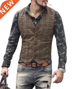 mens suit vests men brown black waistcoat vest man plaid ste