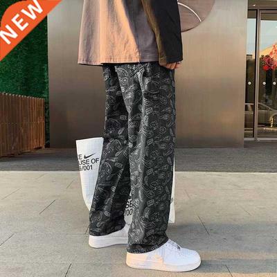 Cashew flower black jeans men's straight tube loose spring a