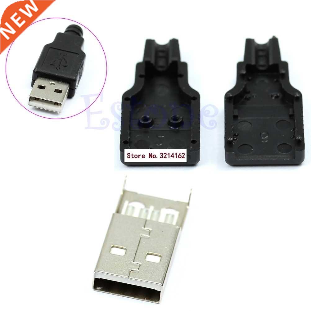 10pcs Type A Male USB 4 Pin Plug Socket Connector With Black