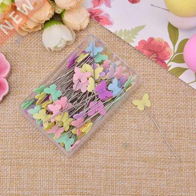 100Pcs/lot  Patchwork Pin With Box  Button Head Pins S