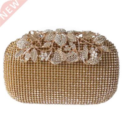 Unique Gold Rhinestone Evening bag Clutch Purse Party Bridal