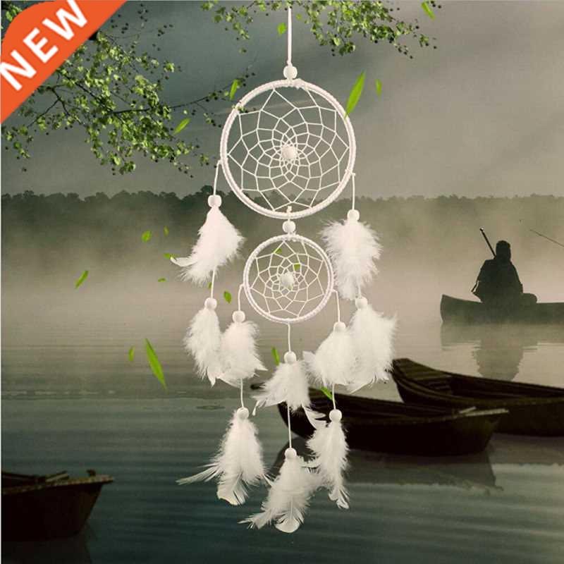Handmade Girl Heart Indian Dream Catcher Net with Feathers