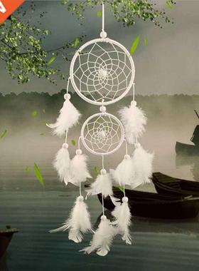 Handmade Girl Heart Indian Dream Catcher Net with Feathers