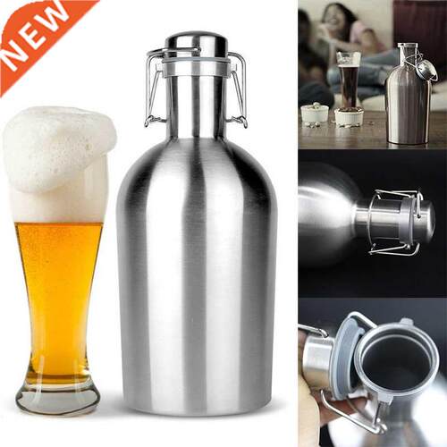 64oz 1.9L Stainless Steel Beer Growler Swing Top Hip Flask U