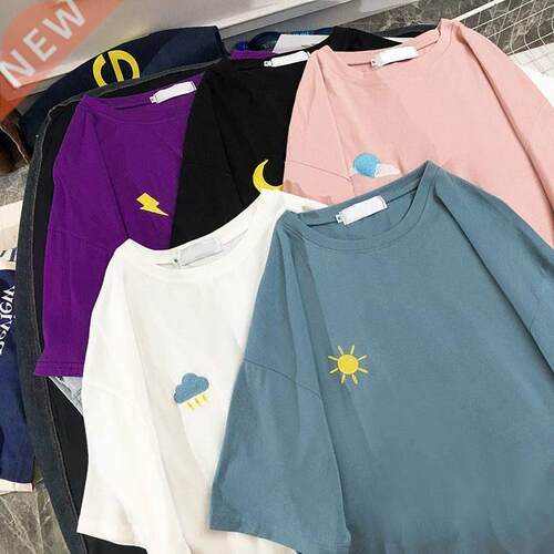 Vintage girl loose cartoon embroidery strange taste girl sho