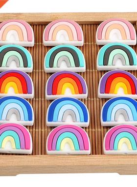 Kovict 10Pc/Lot Mini New Rainbow Silicone Beads Baby Dummy C