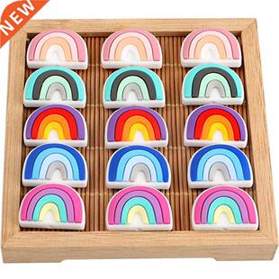 Kovict 10Pc/Lot Mini New Rainbow Silicone Beads Baby Dummy C
