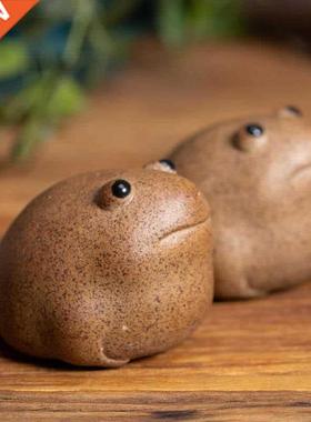 Porcelain 5CM Lucky Frog Tea Pet Zen Tea Set Coarse Pottery