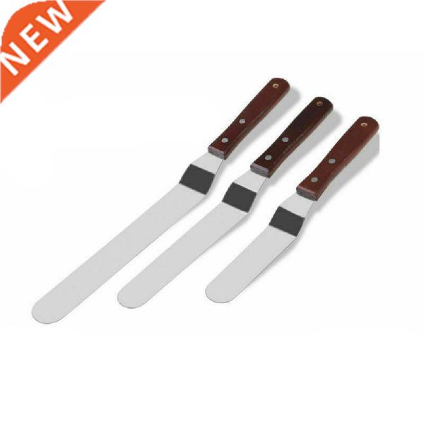 3PCS Stainless Steel Cream Butter Spatula Wooden Handle