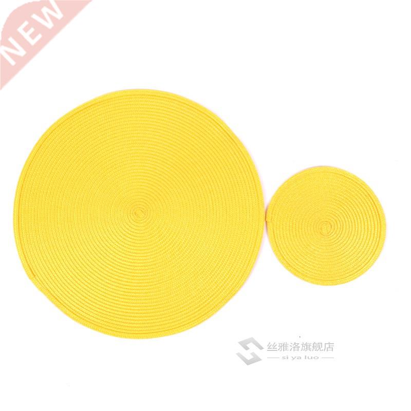 1pc Round Woven Placemats PP Waterproof Dining Table Mat Non