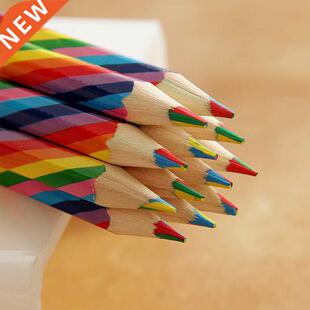 4pcs/pack Kawaii 4 Color Concentric Rainbow Pencil Crayons C
