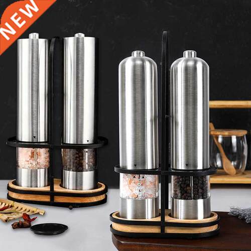2 Pcs Stainless Steel Electric Salt and Pepper Mill Set Auto
