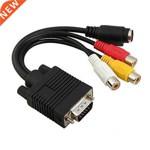 1pcs VGA SVGA to TV S-Video 3 RCA AV Cable Adapter Converter