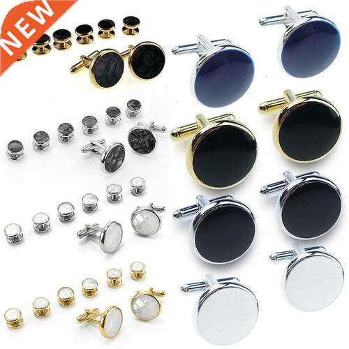 Pinksee 8pcs/set Luxury Fshion 8 Styles Round Plted Cuffli