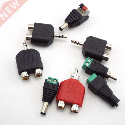 1pcs .5mm plug to 2 RCA jack adapter male to female .5 to