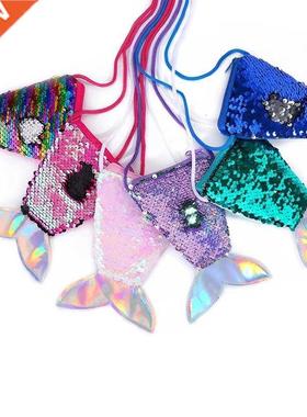 Kids Mermaid Tail Coin Bag Sequin Wallet Bags Girl Crossbody