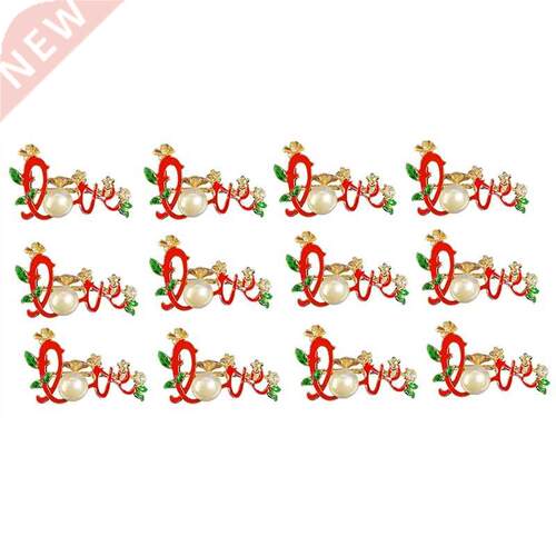 12 Pcs Love Napkin Rings Rhinestones Love Napkin Holders for