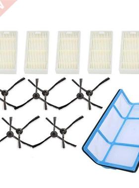 5 Filters+10 Side Brushes For Medion Md 16192 Md 18500 Md 18