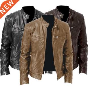 2022 en Leather Jacket Plus Size Black Brown ens Stand Col