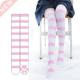 Knee Print Cosplay Cat Strip Stoc Socks Paw Pink Over Kawaii