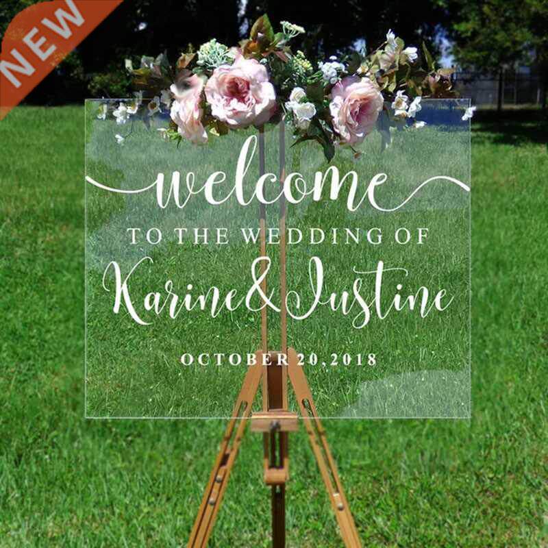 Wedding Welcome Mirror Vinyl Sticker Personalized Names And