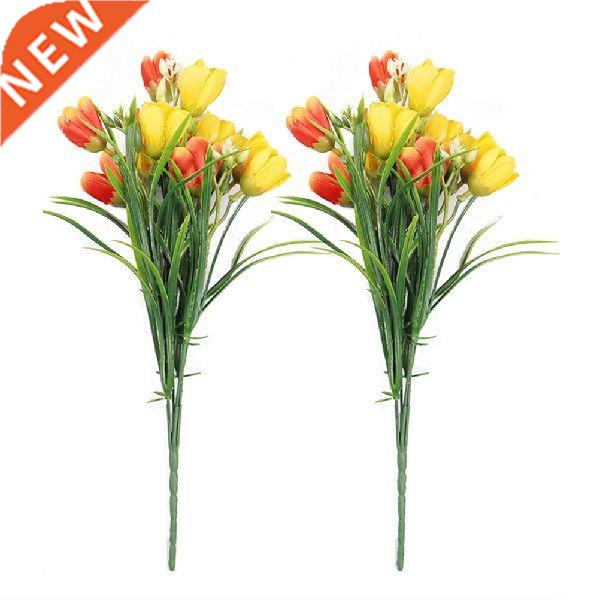 2Pcs Artificial Tulips Flowers Fake Tulip Bouquet Decor for