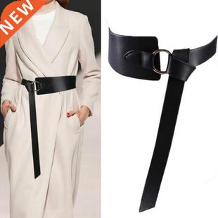 New Wide PU Leather Corset Belt Female Tie Obi Thin Red Blac