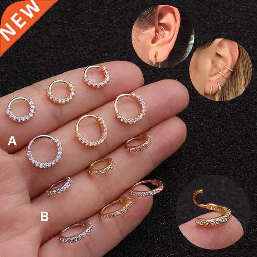 1PC 6mm/8mm/10mm CZ Helix Cartilage Hoop Earring Nose Ring S