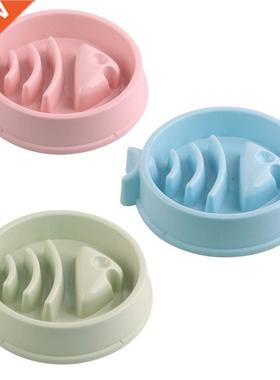 Pet Slow Eating Feeder Fish Shape Dog Bowl Bloat Stop