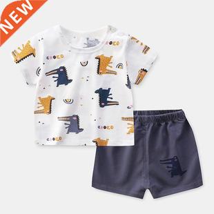 Summer Kids Boy Clothes Fashion Caryoon Dinasaur Tracksuit T