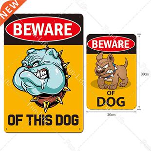 Retro Metal Poster Caution The Dog Vintage Tin Signs Beware