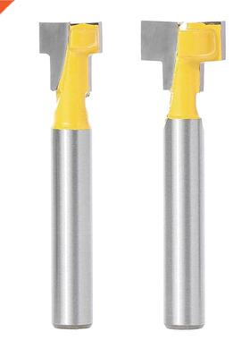 2 Pcs 1/4'' Shank Yellow T-Slot Cutter Router Bit Set 适用于