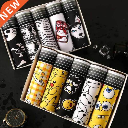 5PCS/Lot Men's underwear cute cartoon underpants male pure m