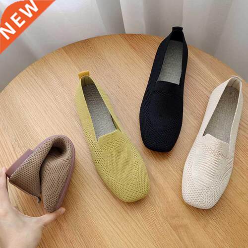 2022 Spring New Mesh Ballet Flats Women Square Toe Daily Loa