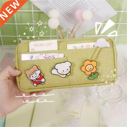 Premium Canvas Pencil Case Large Zippered Pocket Portable Ma