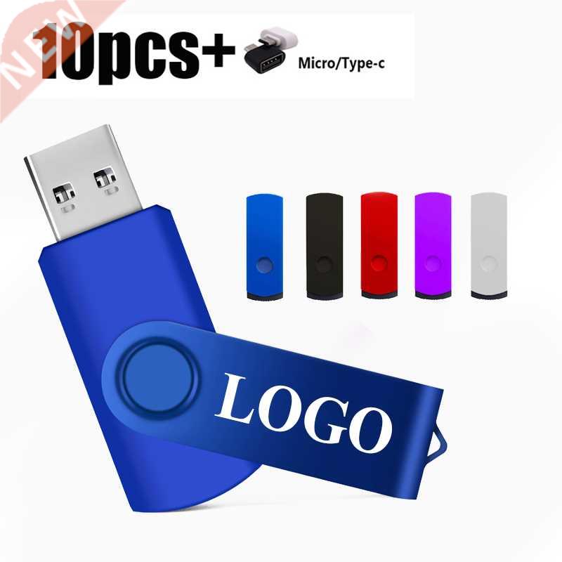 10PCS Colour Folding Swivel USB Flash Drive 128G Pendrive 2