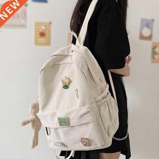 Cute Nylon Backpack Bear Women College Student Female School