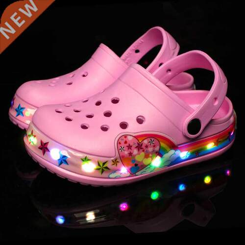 Children Cute Boys Girls Cartoon Cave Shoes Sandals LED Ligh