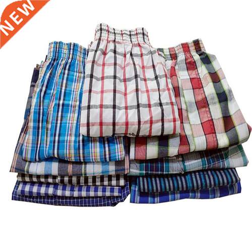 5pcs/lot Plus Size Male Underwear Plaid Underpants Man Woven