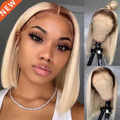 #4/613 Honey Blonde Bob Wig Straight Lace Wig Peruvian Human
