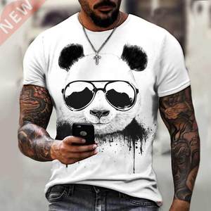 2022 3d Panda Printing Men's Round Neck T-shirt Fashion Casu