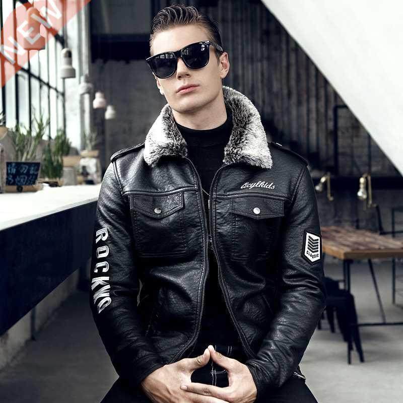 Quality Luxury Mens Leather Jacket Plush Thick Real Fur Coat图片