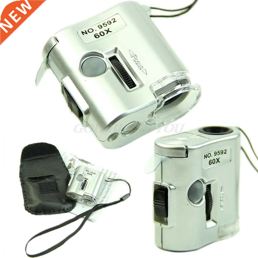 60X Microscope Illuminated Magnifier Glass Jeweler Loupe Len