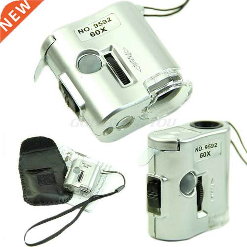 60X Microscope Illuminated Magnifier Glass Jeweler Loupe Len