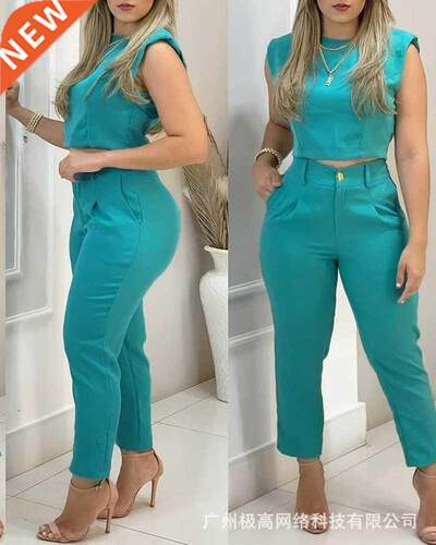 Women&mp;#39;s 2021 new summer blue csul suit