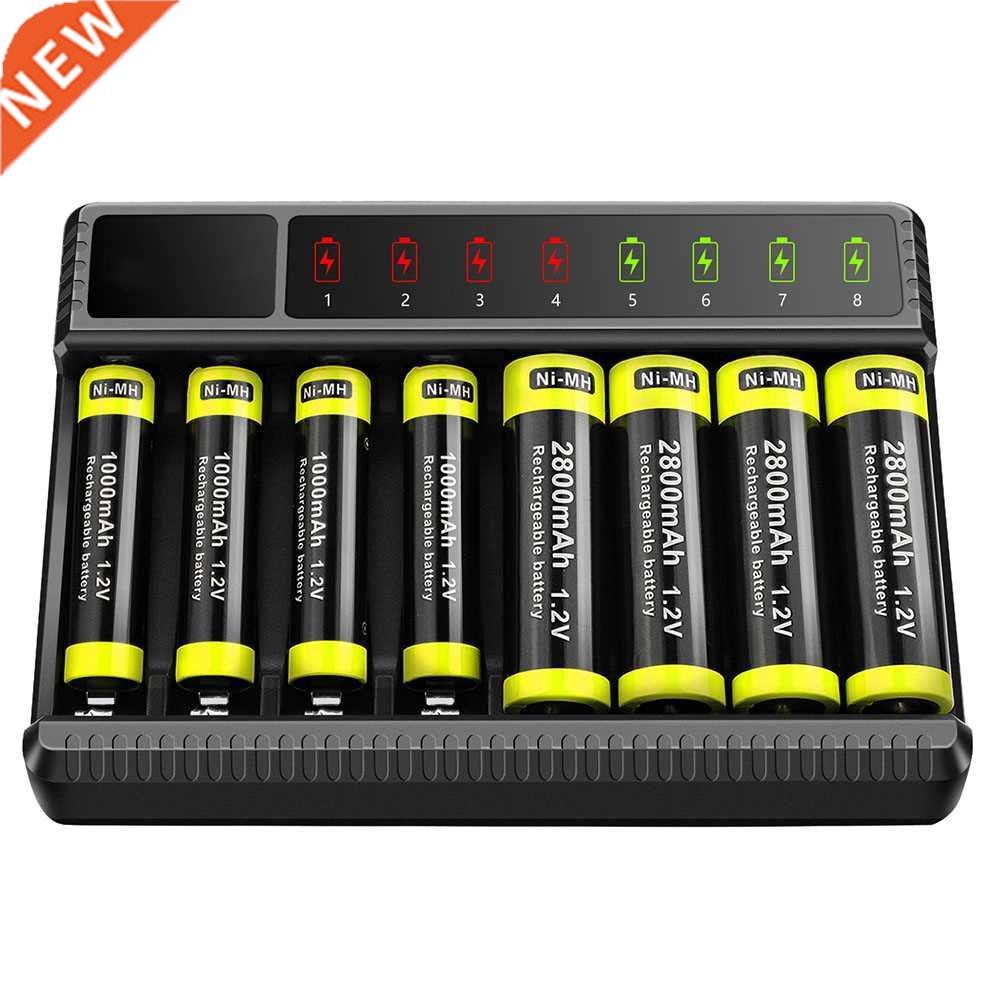 8 Slot Smart Battery Charger LED Display for AA/AAA NiMH Rec