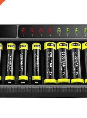 8 Slot Smart Battery Charger LED Display for AA/AAA NiMH Rec