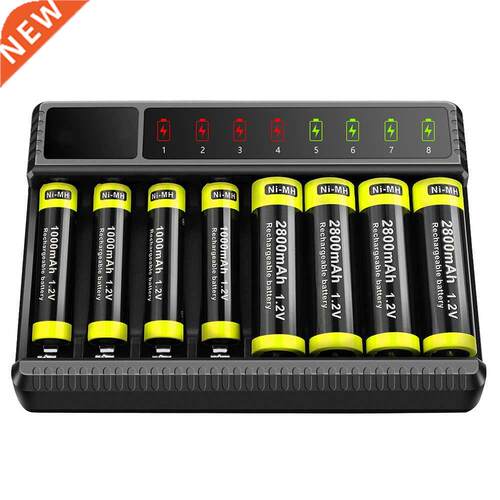 8 Slot Smart Battery Charger LED Display for AA/AAA NiMH Rec