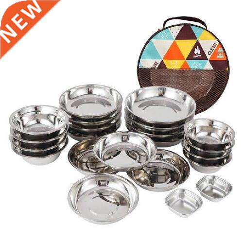 22 Pcs Outdoor Cooking Cookset Camp Plates and Bowls