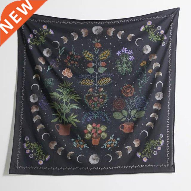 2021 Moon Phase Tapestry Wall Hanging Botanical Celestial Fl